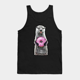 Otter Holding Doughnut, cute otter with pink donut Tank Top